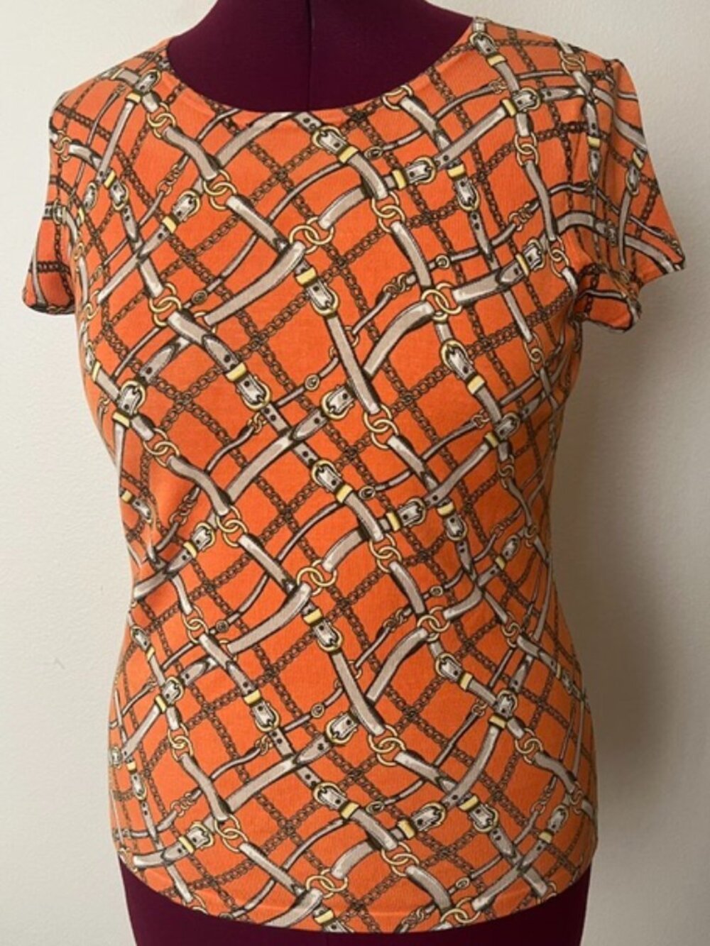 Ann Taylor Women's Short Sleeve knit stretch top Silk Blend Size L NEW